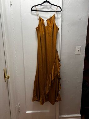 Banana Republic Mustard Ruffle Maxi Slip Dress